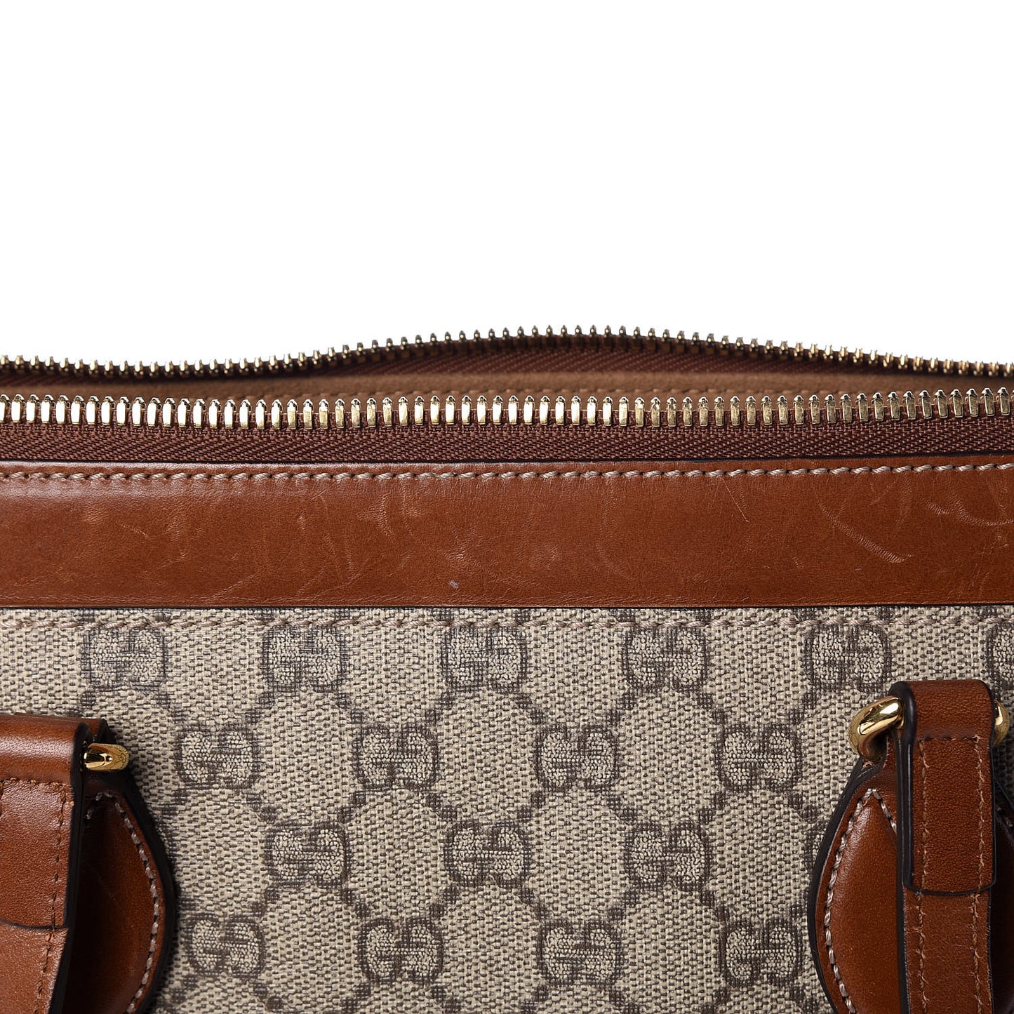 GG Supreme Monogram Medium Zippered Bucket Tote Beige Tuscany