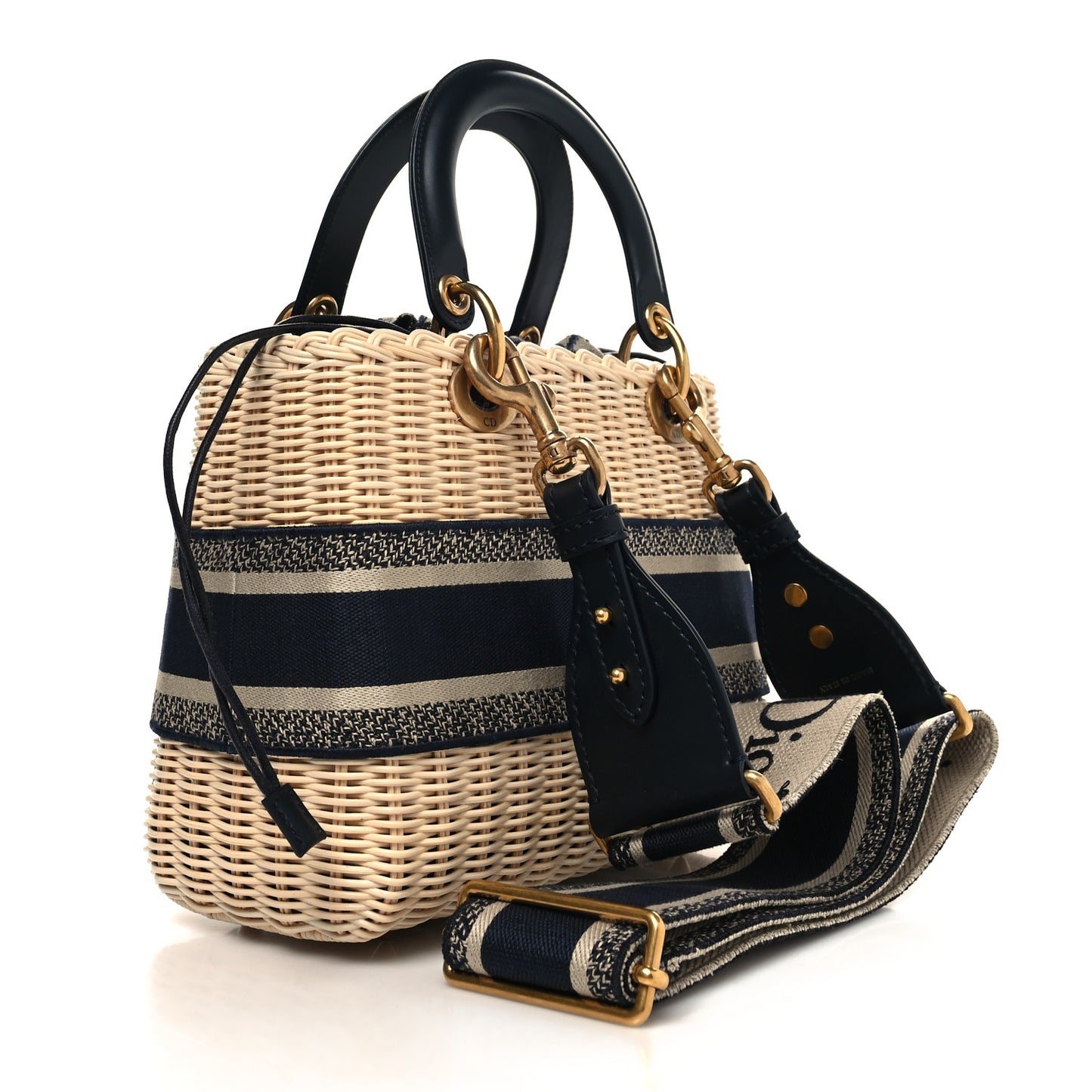 Wicker Oblique Medium Lady Dior Bag Blue