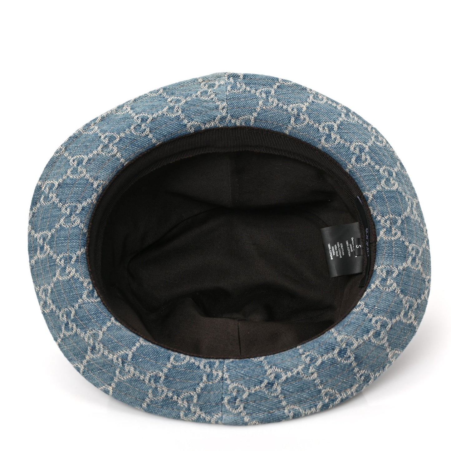 Washed Jacquard Denim Nappa GG Monogram Fedora Hat S Denim Cuir