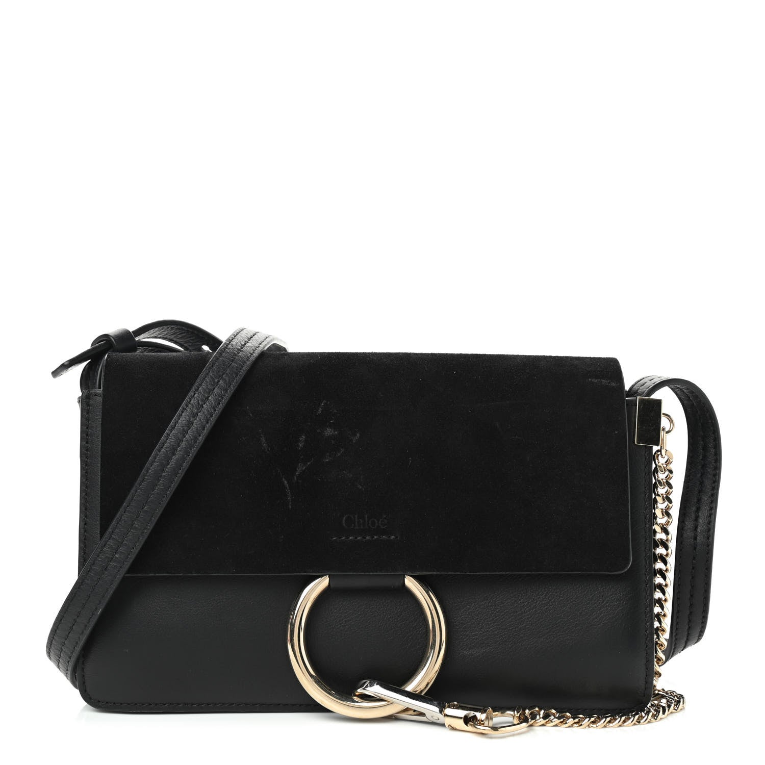 Chloe Suede Calfskin Small Faye Shoulder Bag Black 1 of 9