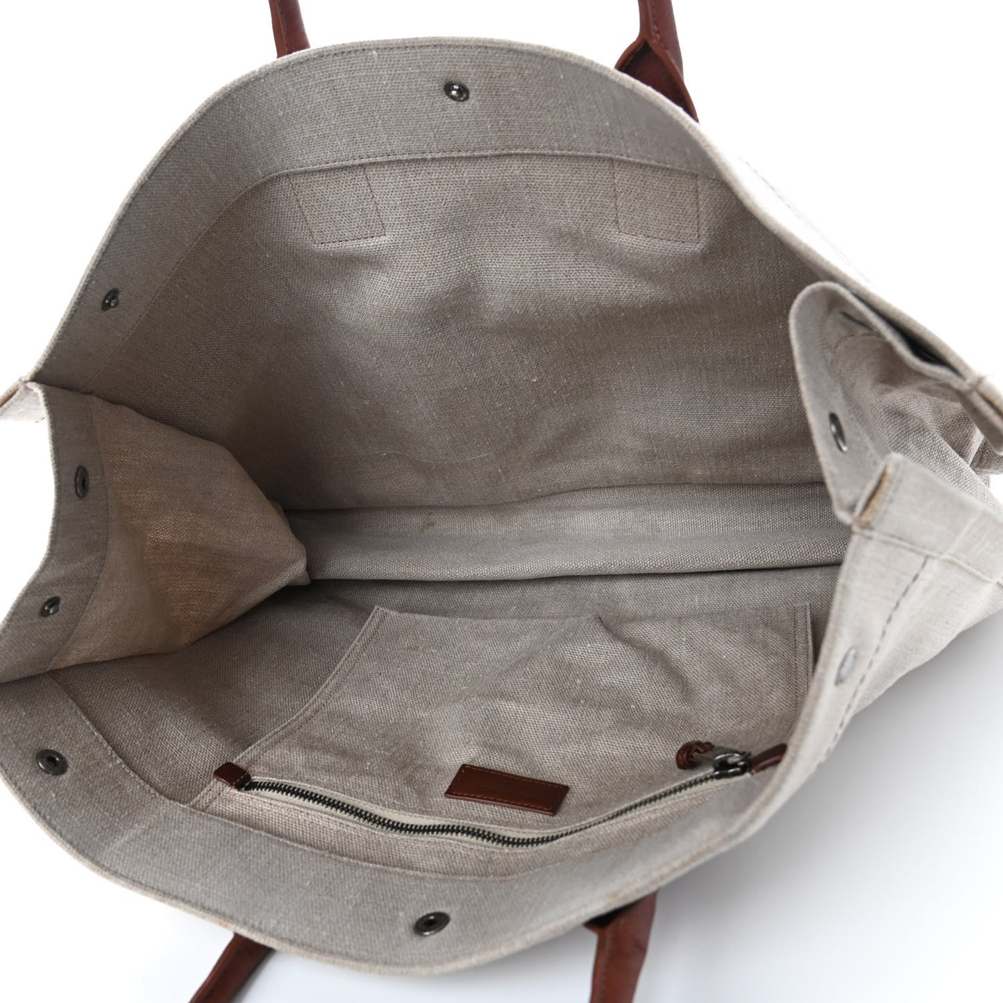 Linen Calfskin Rive Gauche Tote Tan