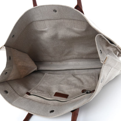 Saint Laurent Linen Calfskin Rive Gauche Tote Tan 4 of 4