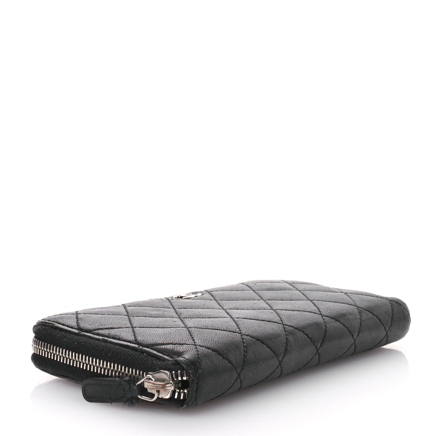 Chanel Lambskin Quilted Large Gusset Zip Around Wallet Black 4 of 11