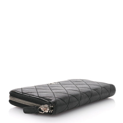 Chanel Lambskin Quilted Large Gusset Zip Around Wallet Black 4 of 11