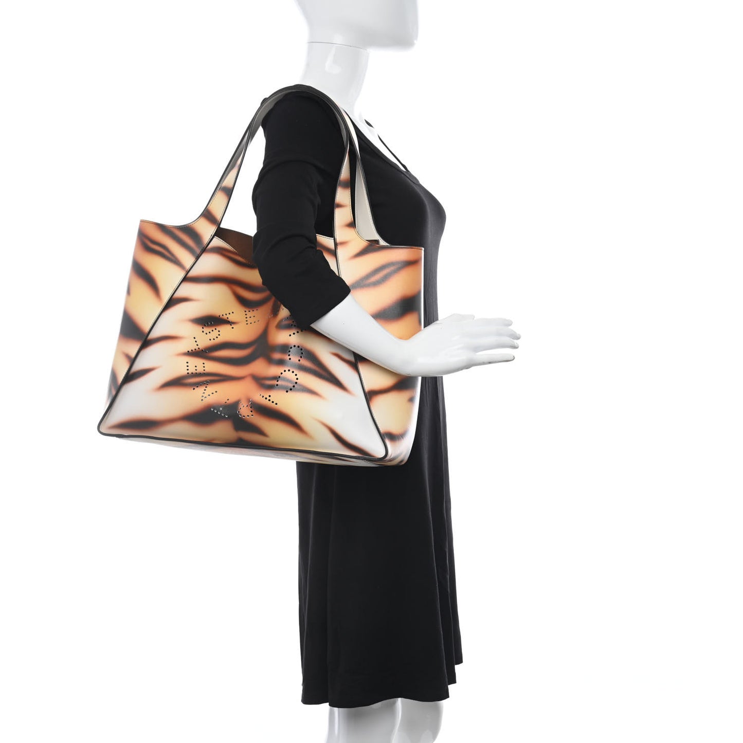 Eco Alter Tiger Print Perforated Logo Tote Bag Brown Ivory