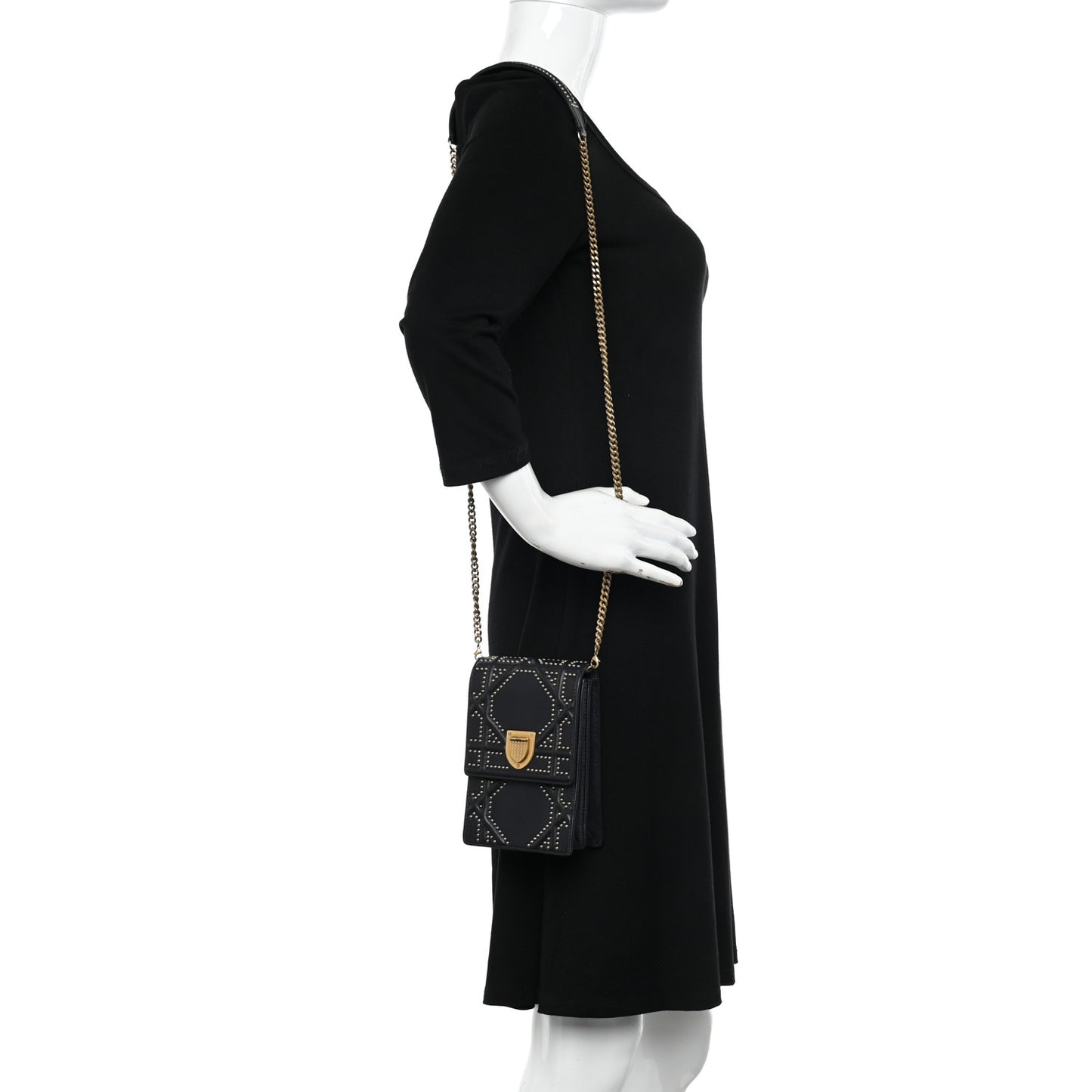 Lambskin Studded Vertical Diorama Black