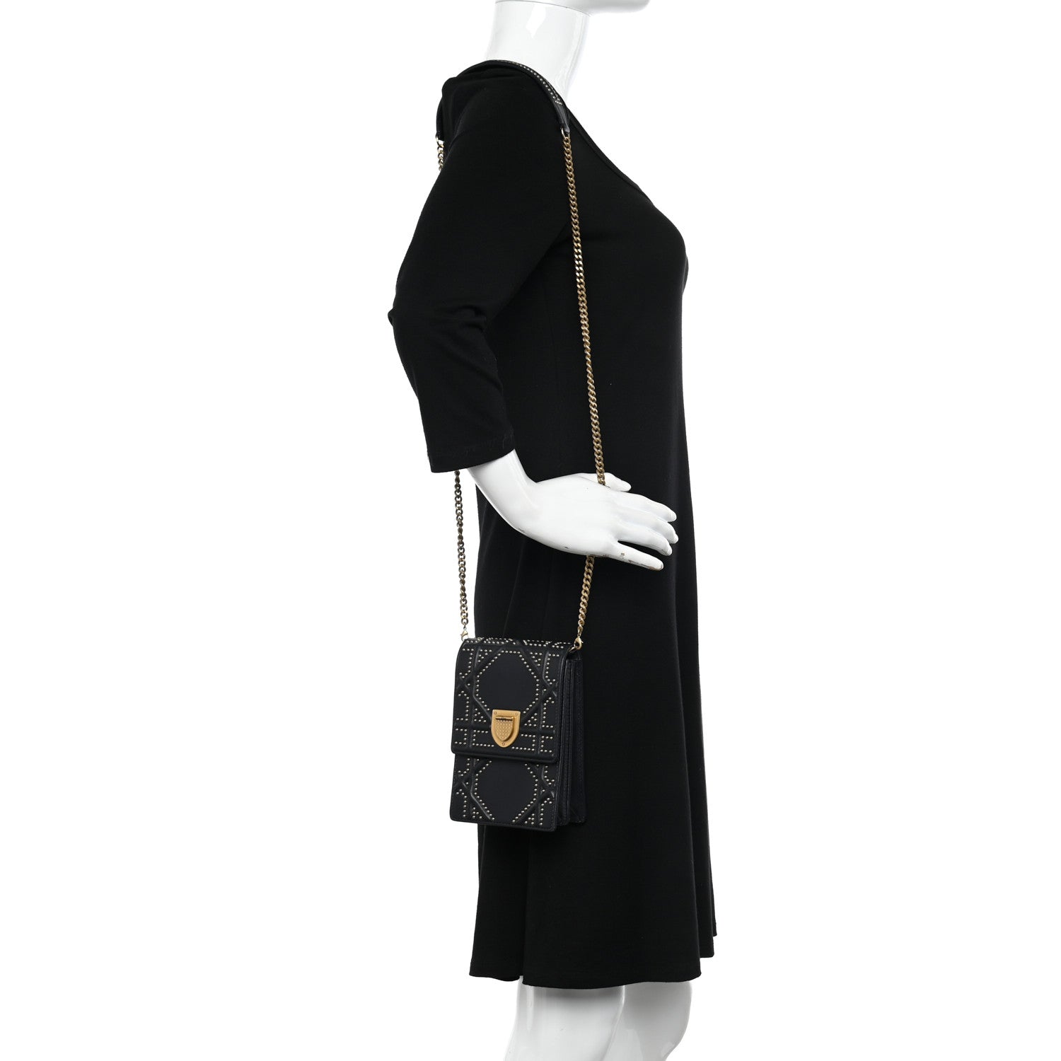 Christian Dior Lambskin Studded Vertical Diorama Black 2 of 10