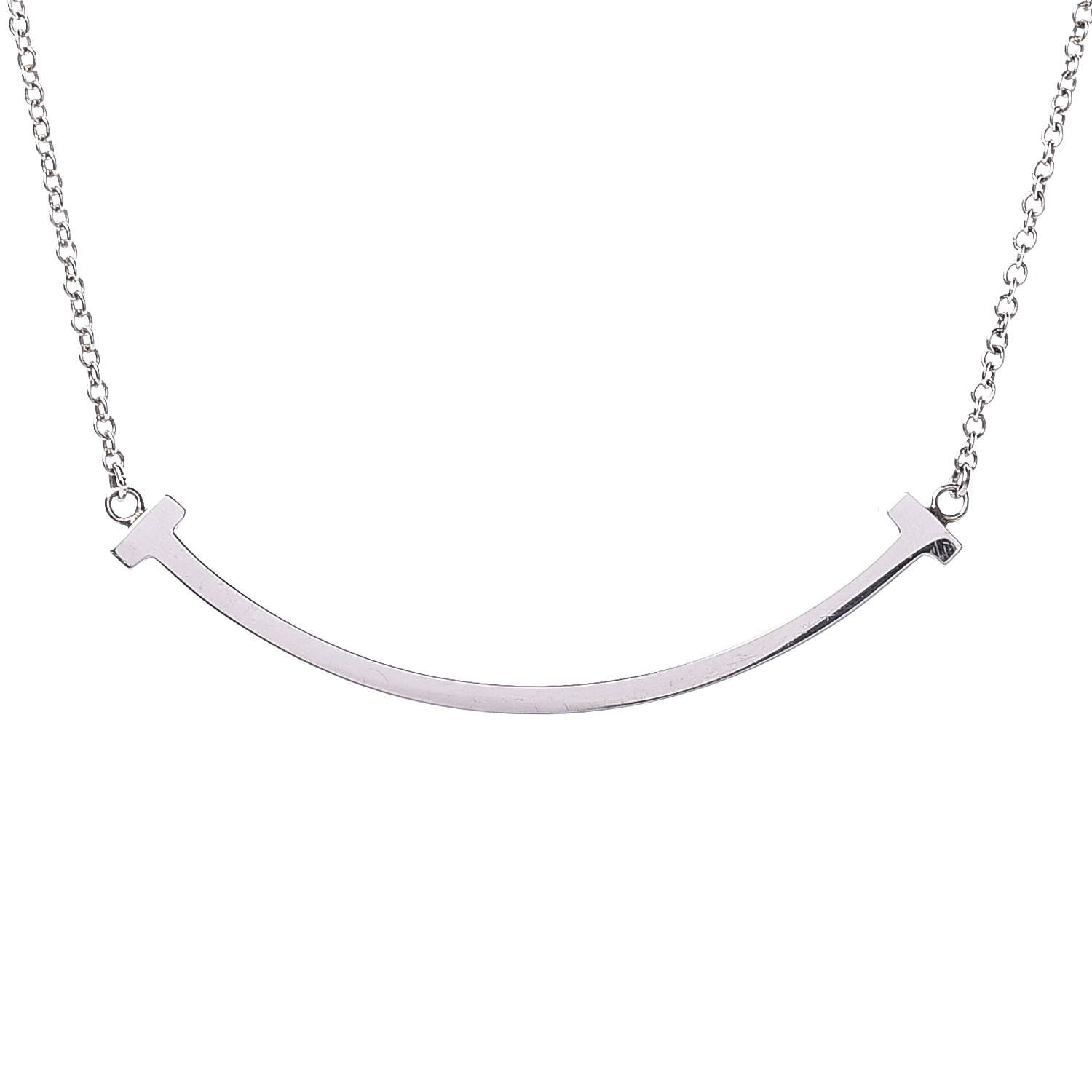 Tiffany Sterling Silver Small T Smile Pendant Necklace 4 of 6