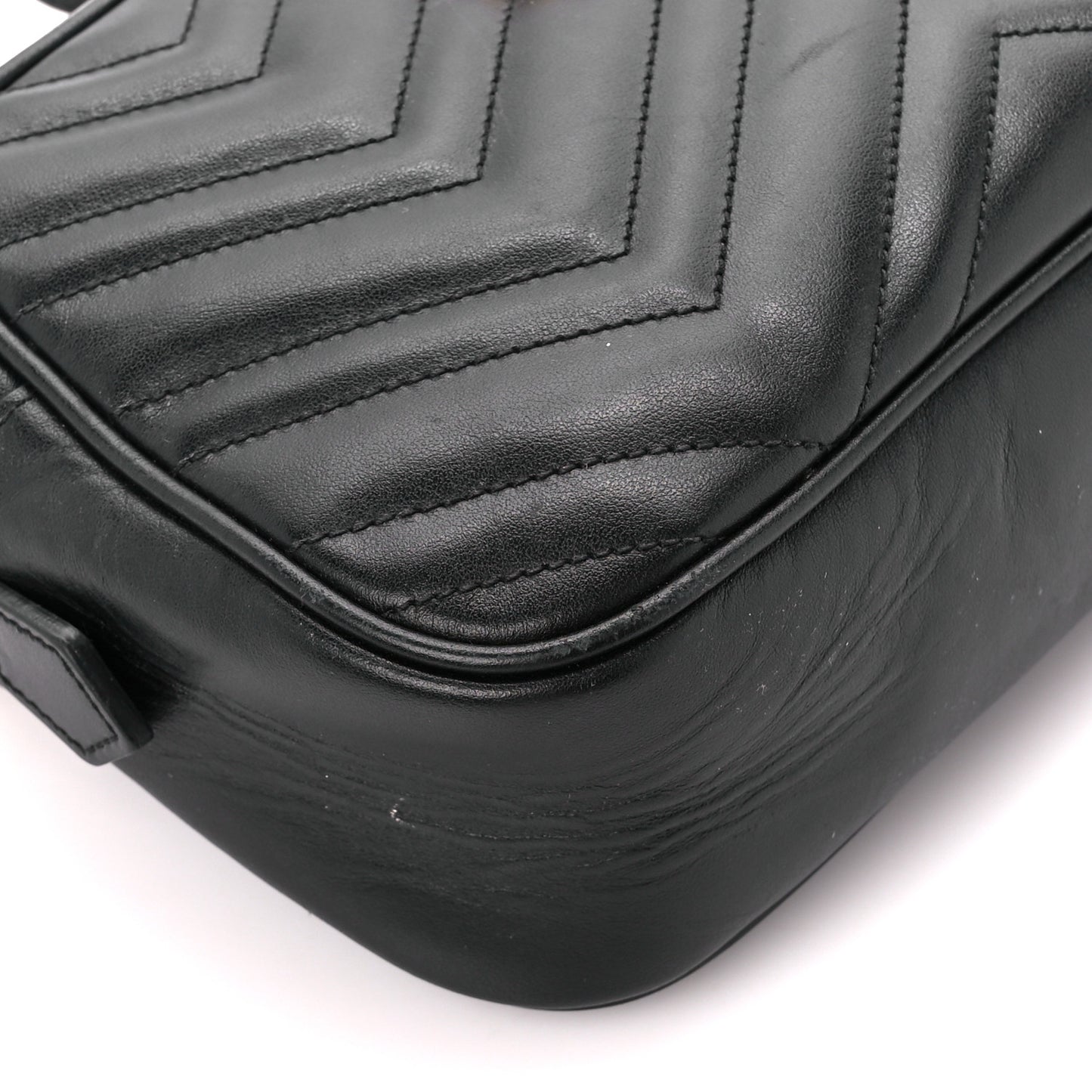 Calfskin Matelasse Small GG Marmont Chain Shoulder Bag Black