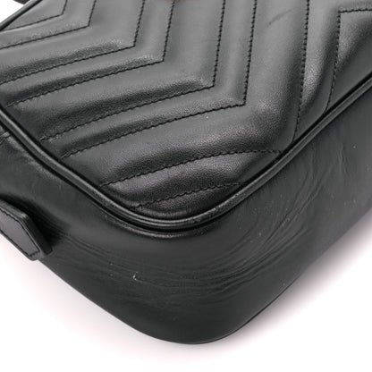 Gucci Calfskin Matelasse Small GG Marmont Chain Shoulder Bag Black 10 of 11