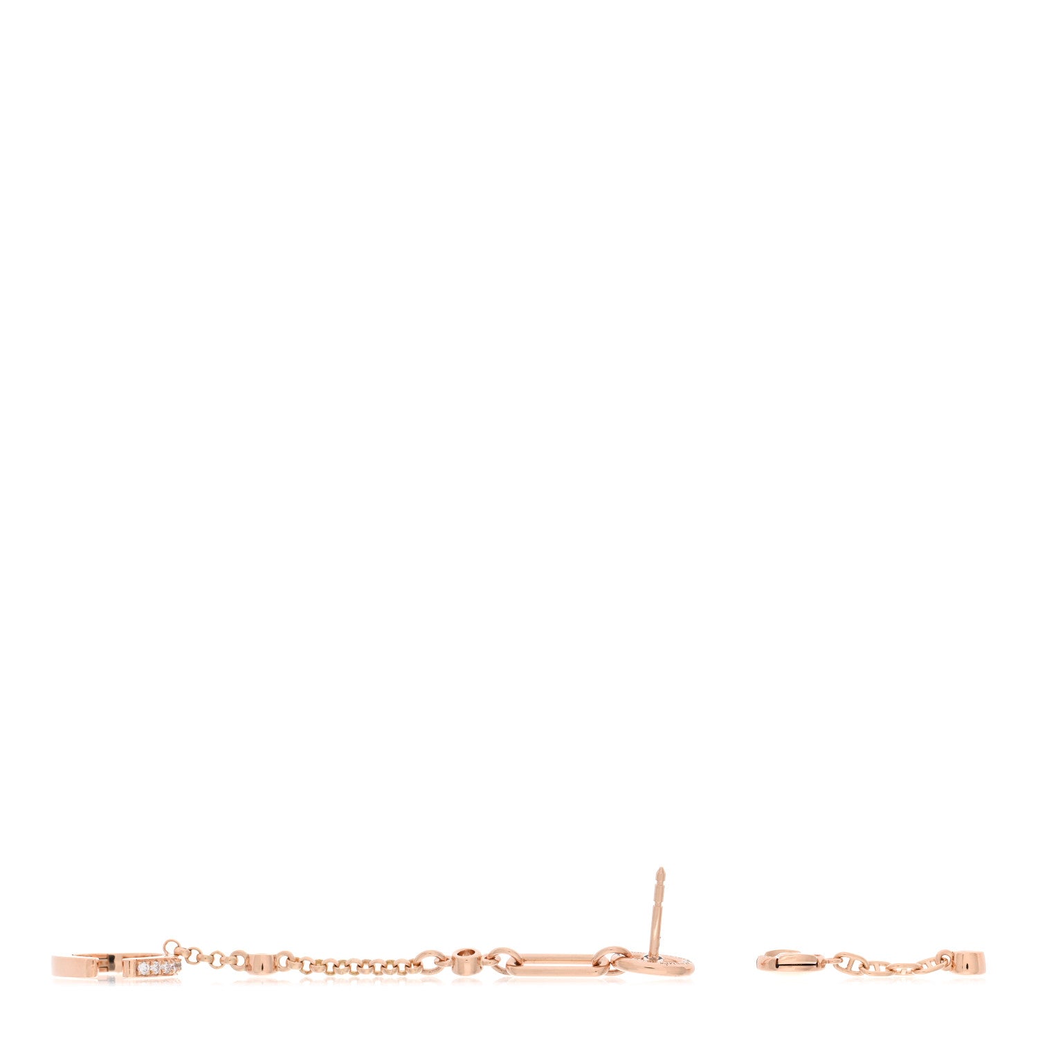 Hermes 18K Rose Gold Diamond Chaine d'ancre Chaos Right Earring 3 of 5