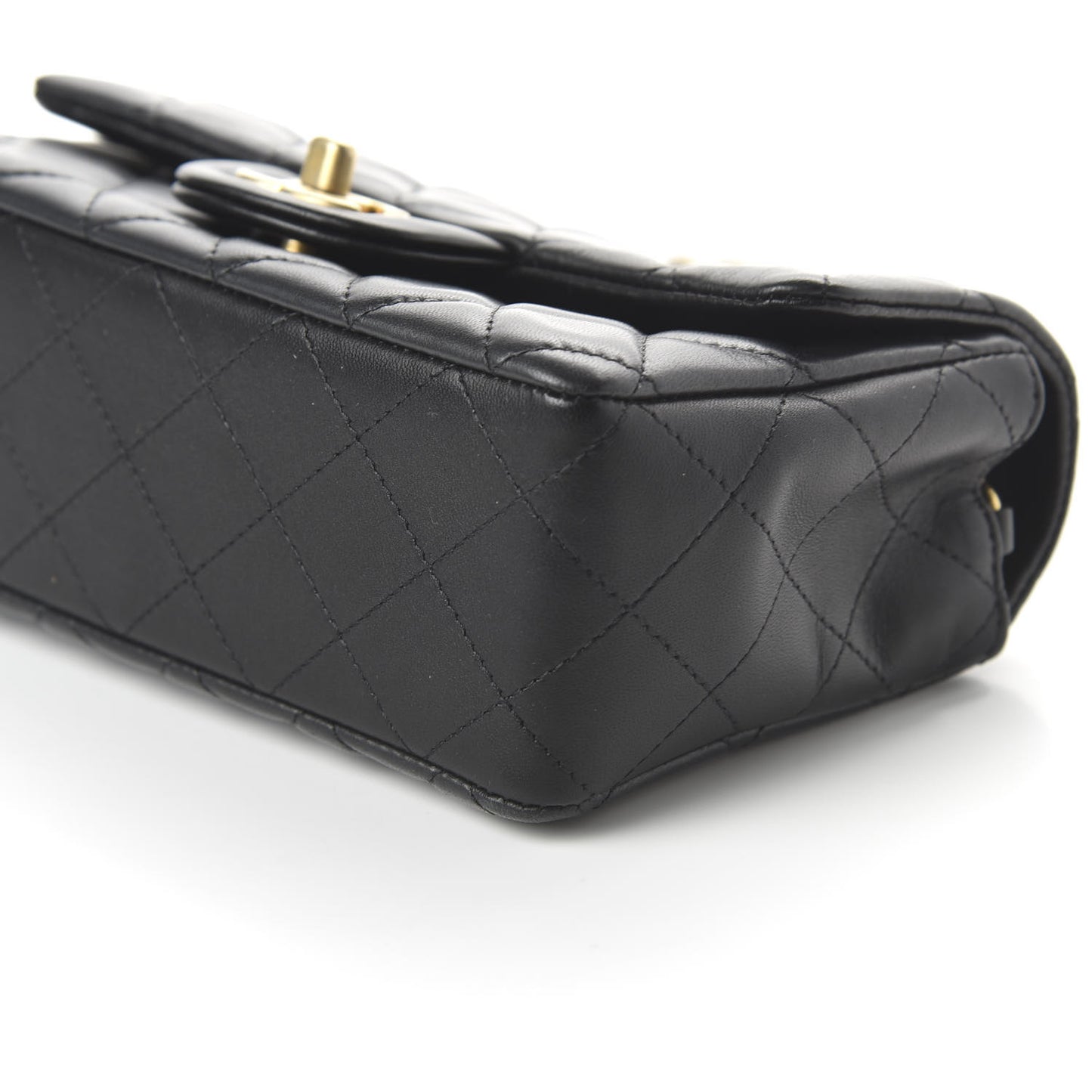 Lambskin Quilted Mini Rectangular Flap Black
