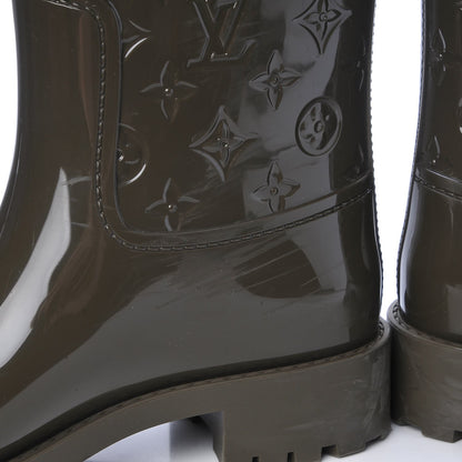 Louis Vuitton Rubber Embossed Monogram Drops Flat Half Boots 40 Kaki 13 of 14