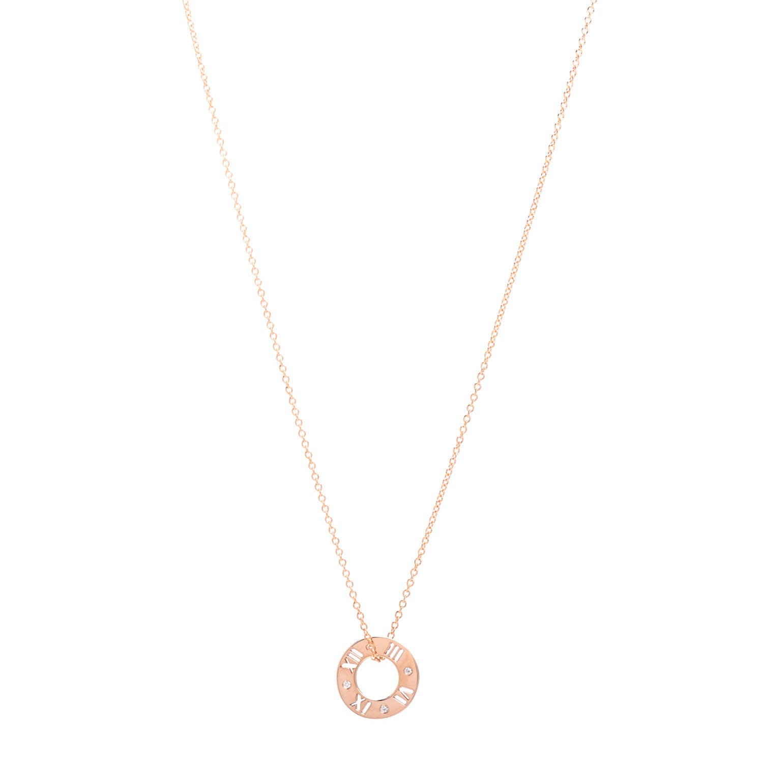 Tiffany 18K Rose Gold Diamond Atlas Pierced Pendant Necklace 1 of 5