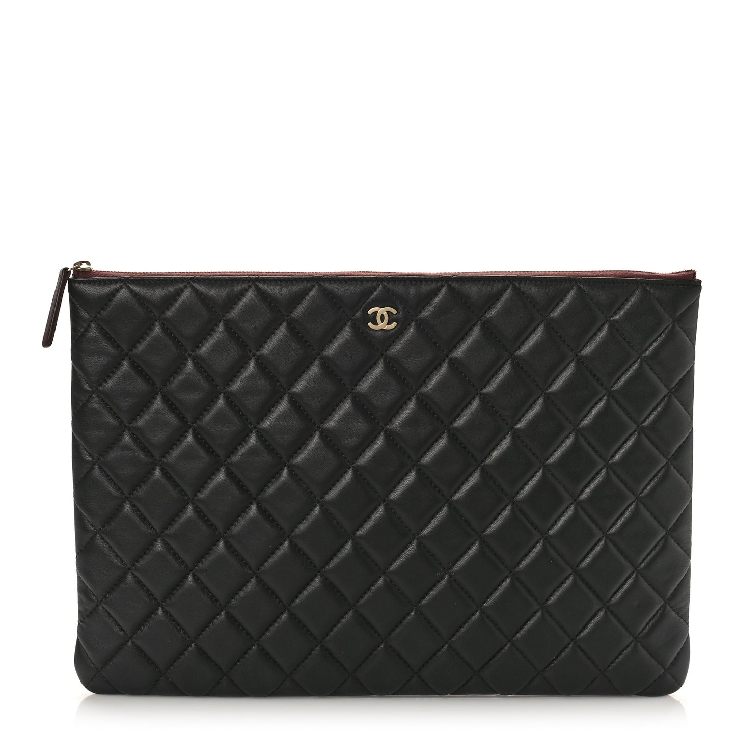 Lambskin Quilted Large Cosmetic Case Black