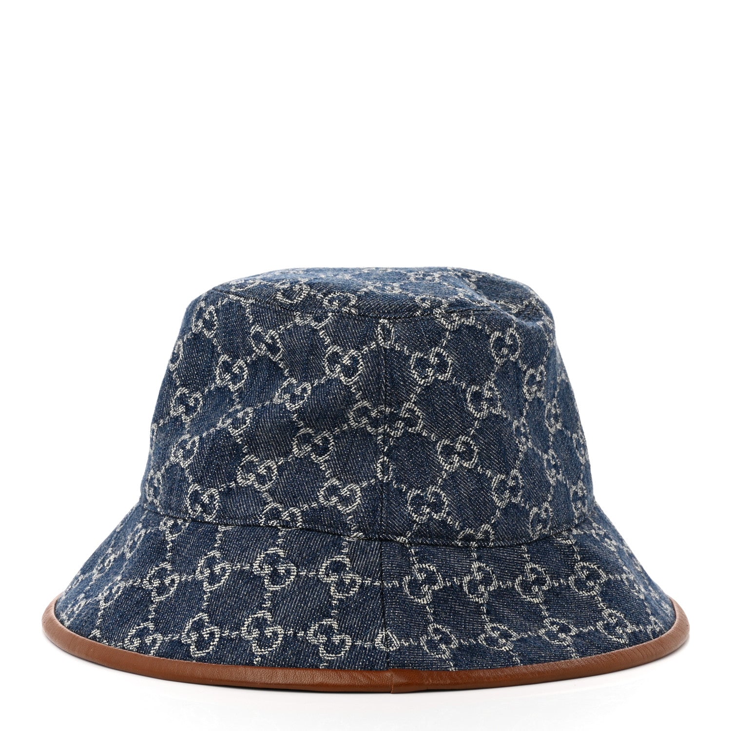 Gucci Washed Jacquard Denim Nappa GG Monogram Oscar Bucket Hat M Denim Cuir 2 of 9