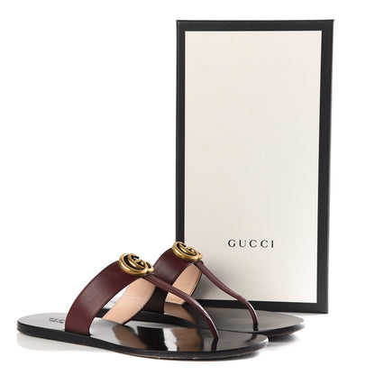Gucci Calfskin GG Marmont Thong Sandals 39.5 Vintage Bordeaux 8 of 9