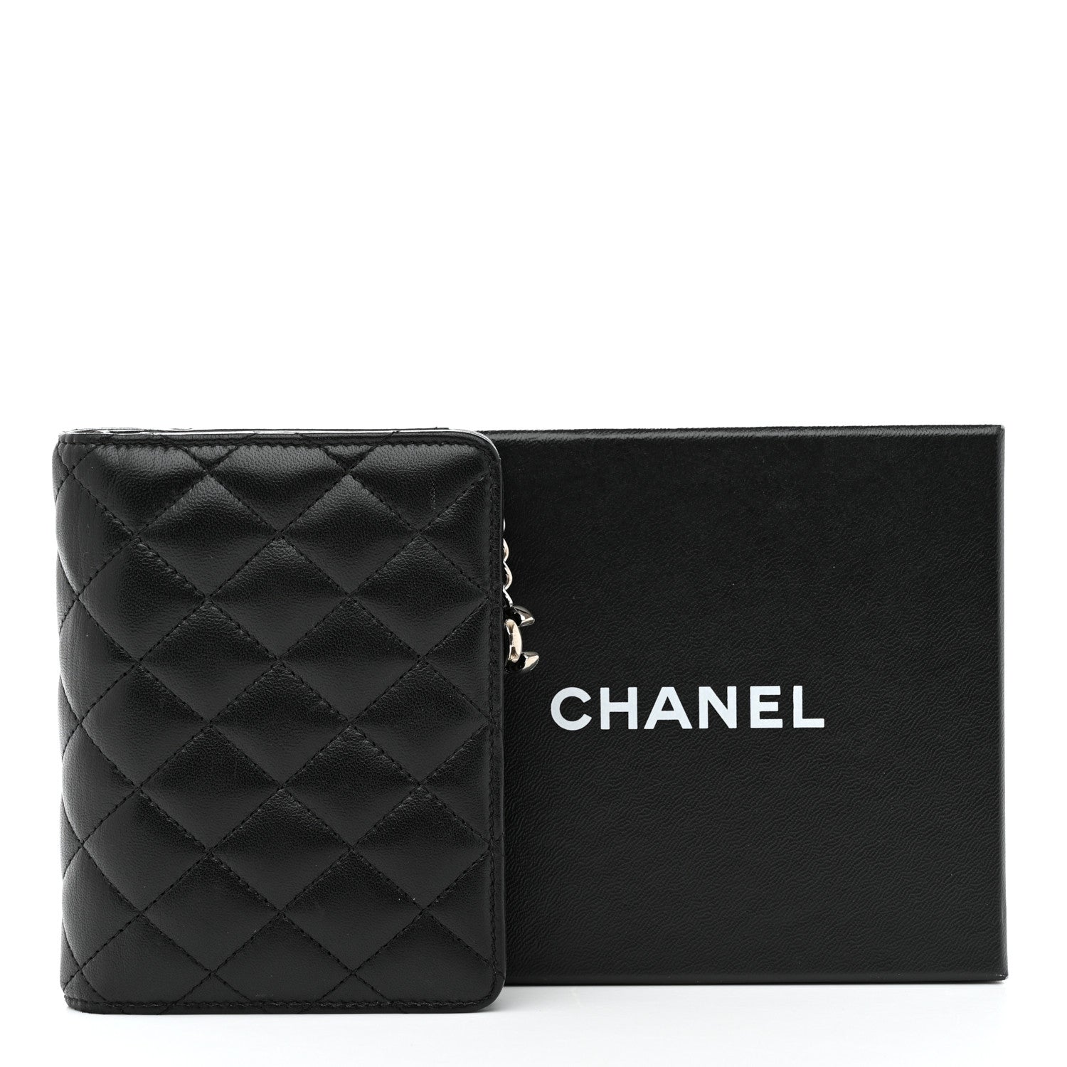 Chanel Lambskin Quilted Zip Around Coin Purse Wallet Black 11 of 11