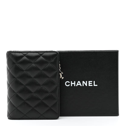 Chanel Lambskin Quilted Zip Around Coin Purse Wallet Black 11 of 11