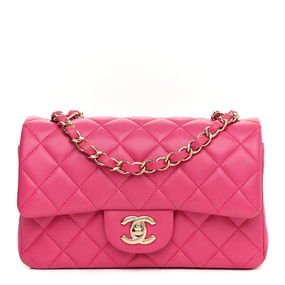 Chanel Lambskin Quilted Mini Rectangular Flap Fuchsia 2 of 22