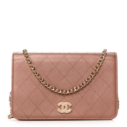 Chanel Metallic Lambskin Quilted Enamel CC Wallet On Chain WOC Bronze 1 of 11
