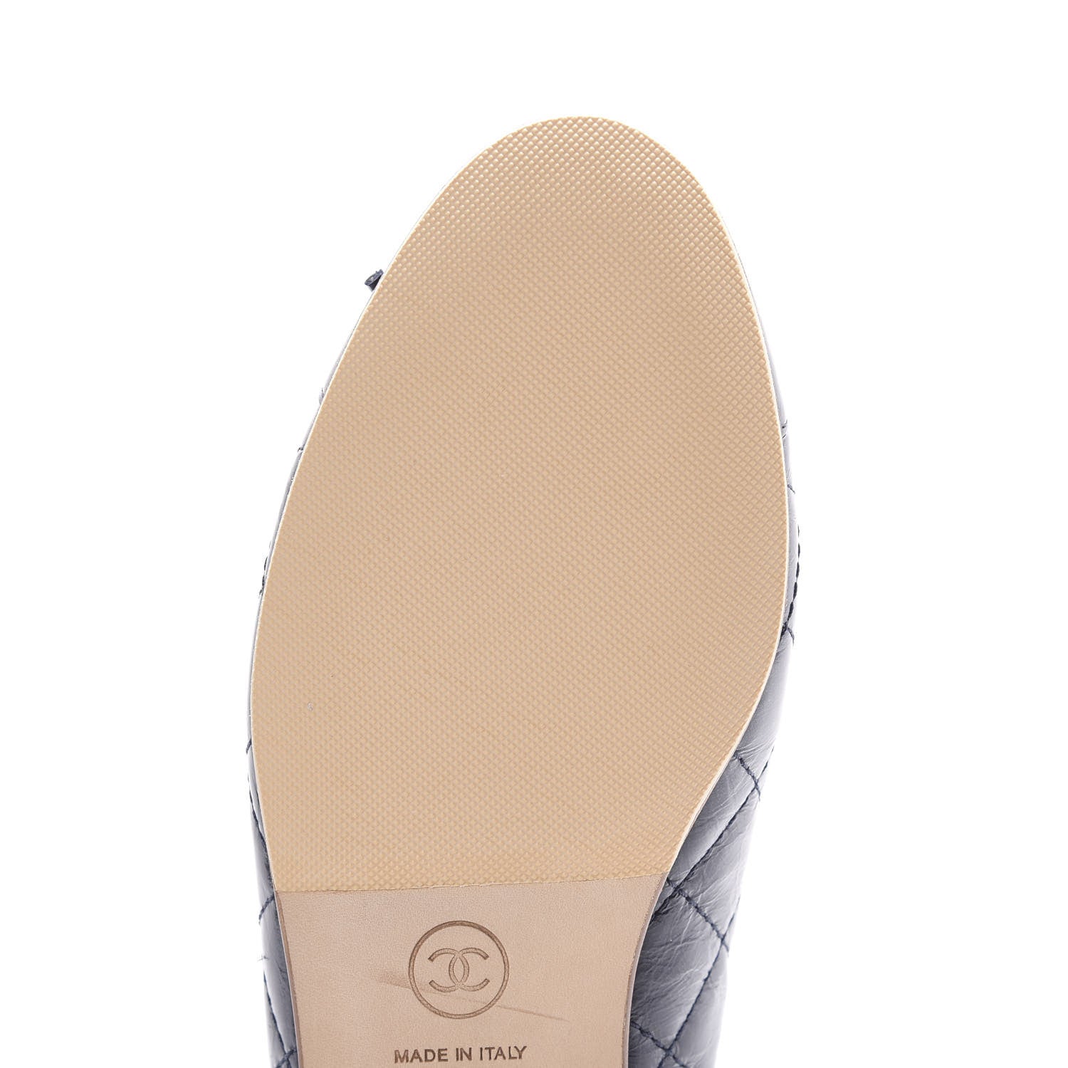 Chanel Aged Calfskin Quilted CC Cap Toe Ballerina Flats 35.5 Navy 9 of 9