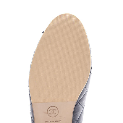 Chanel Aged Calfskin Quilted CC Cap Toe Ballerina Flats 35.5 Navy 9 of 9