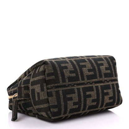 Fendi Fabric Jacquard FF 1974 Small Trapezoid Beauty Pouch Tobacco Moro Black 4 of 10