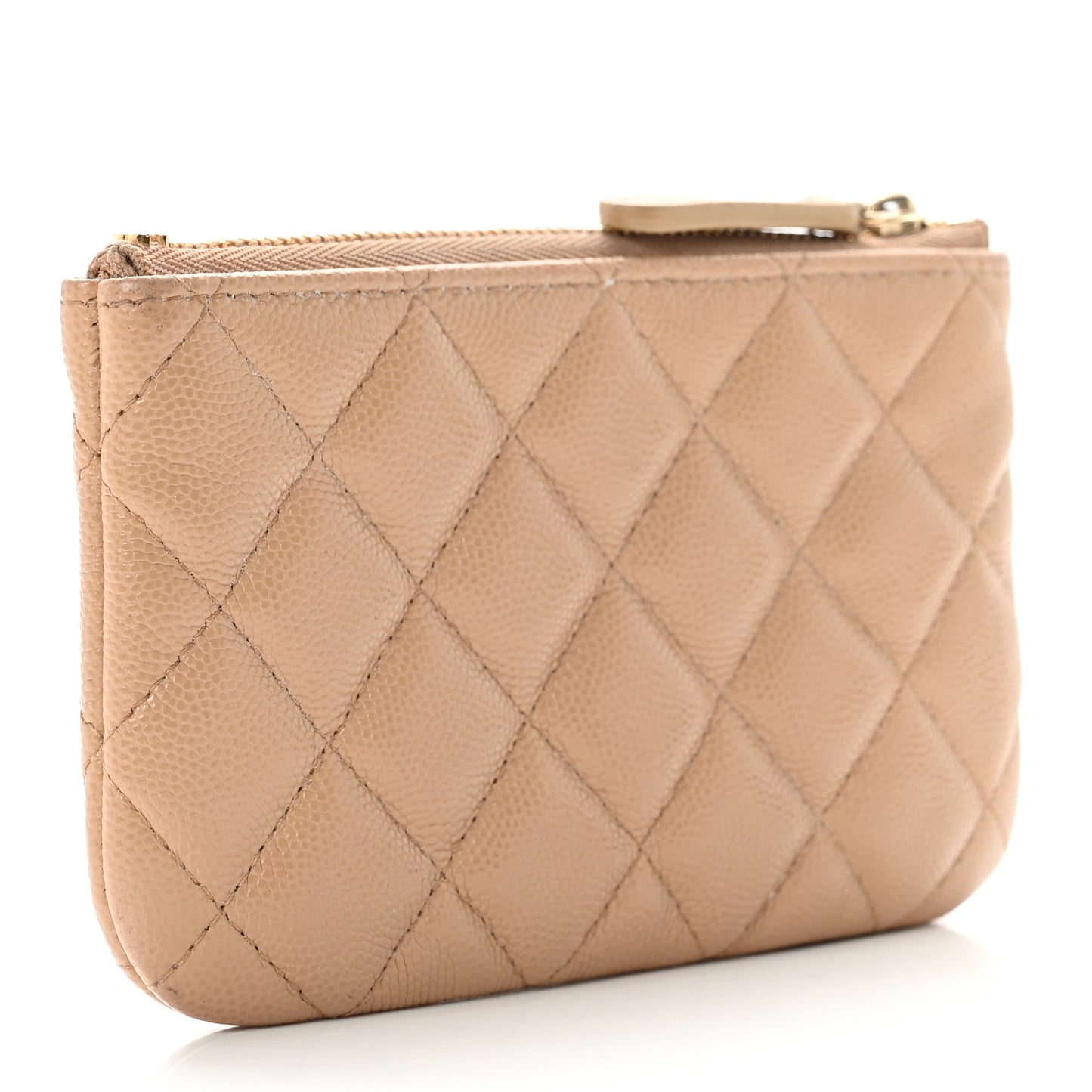 Caviar Quilted Small Cosmetic Case Beige