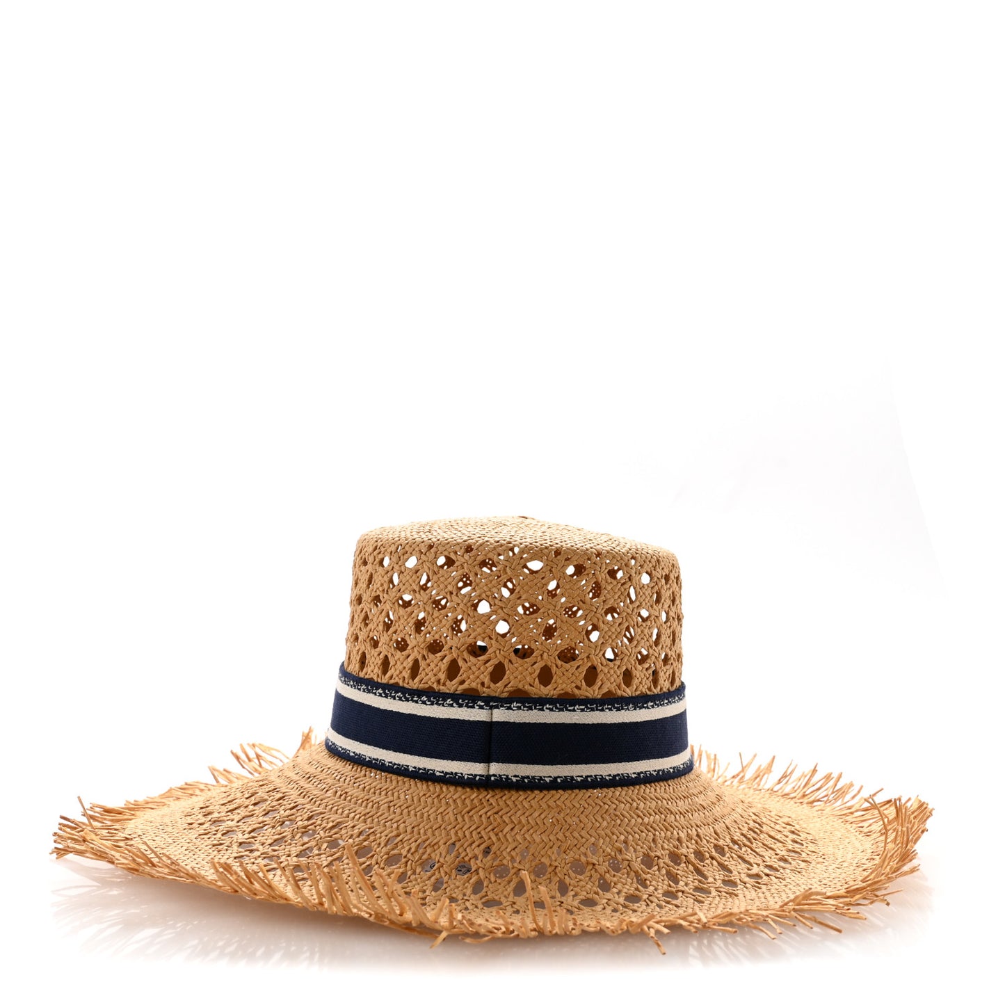 Straw Embroidered Bob Naughtily Large Brim Hat 58 Blue Multicolor
