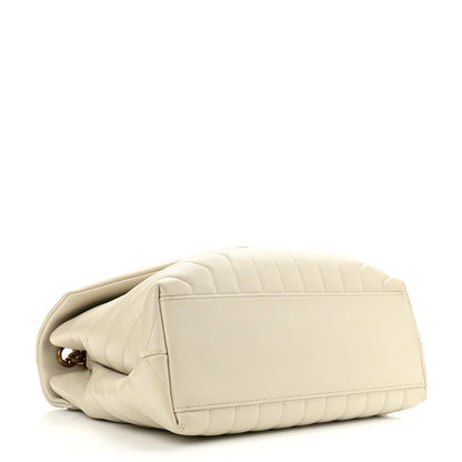 Saint Laurent Calfskin Y Quilted Monogram Medium Loulou Chain Satchel Blanc Vintage 4 of 14