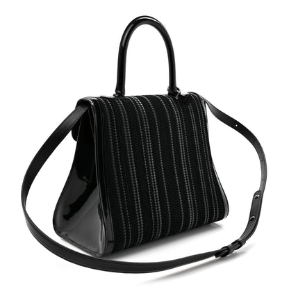 Delvaux Canvas Patent Calfskin MM Brillant Satchel Black 3 of 13