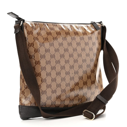 Gucci Crystal Monogram Flat Messenger Bag Dark Brown 3 of 12