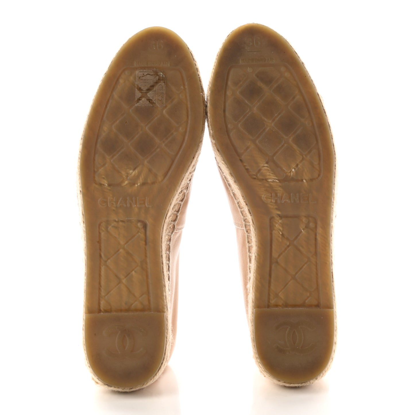 Lambskin CC Espadrilles 36 Beige Black