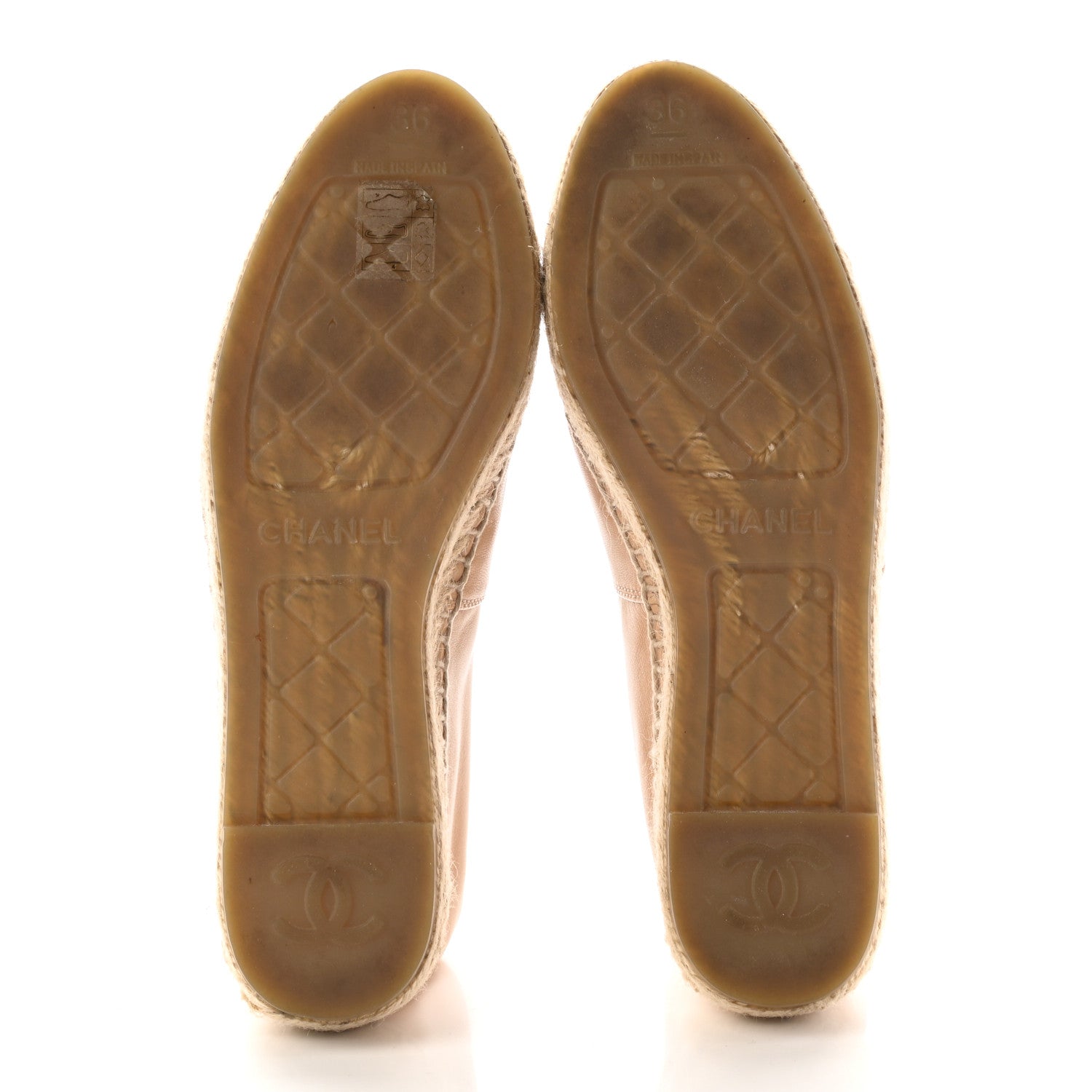 Chanel Lambskin CC Espadrilles 36 Beige Black 5 of 12