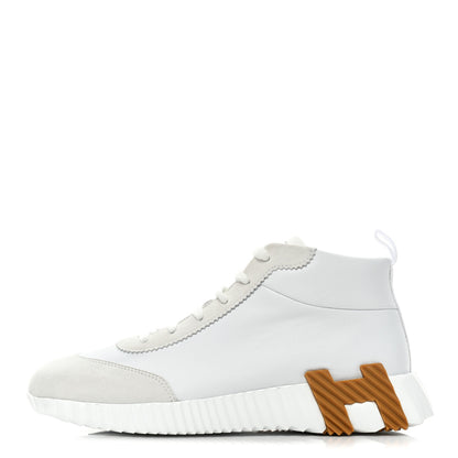 Hermes Goatskin Suede Hip-Hop High Top Sneakers 39 White 1 of 9