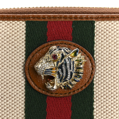 Gucci Vintage Canvas Calfskin Rajah Zip Around Wallet Sand Light Cuir 8 of 9
