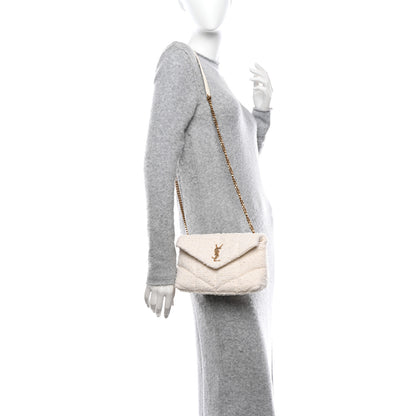 Saint Laurent Boucle Tweed Quilted Toy Loulou Puffer Monogram Chain Satchel Crema Soft 2 of 9