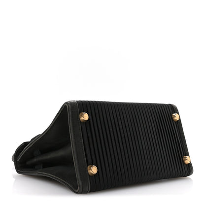 Hermes Silk Veau Doblis Pleated Mini Kelly Sellier 20 Black 4 of 10