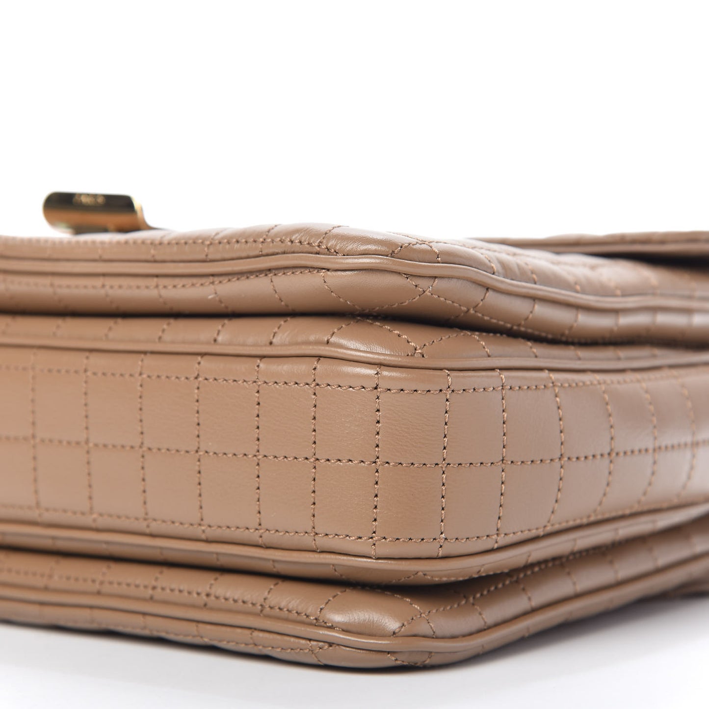 Calfskin Quilted Medium C Bag Camel