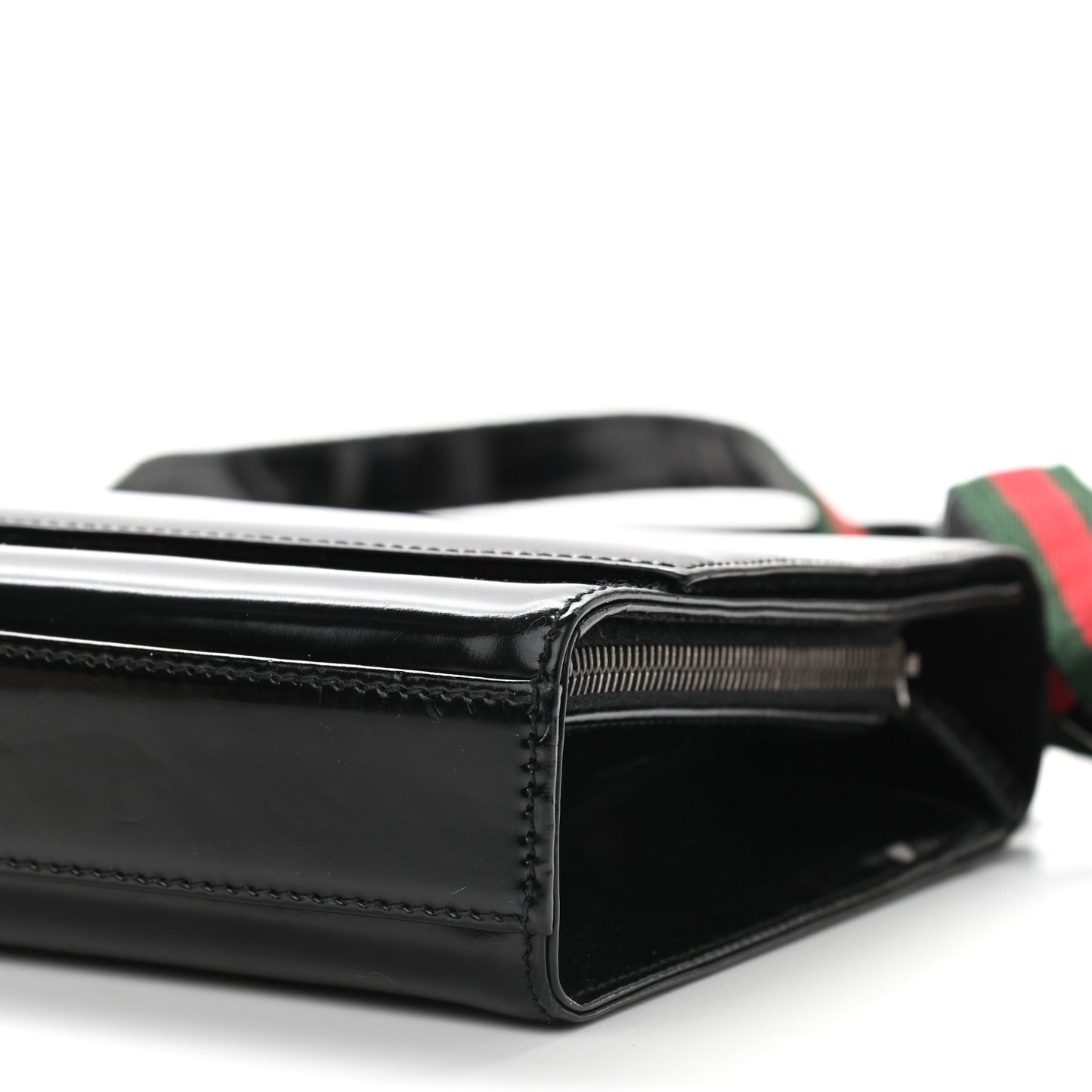Patent Web Shoulder Bag Black