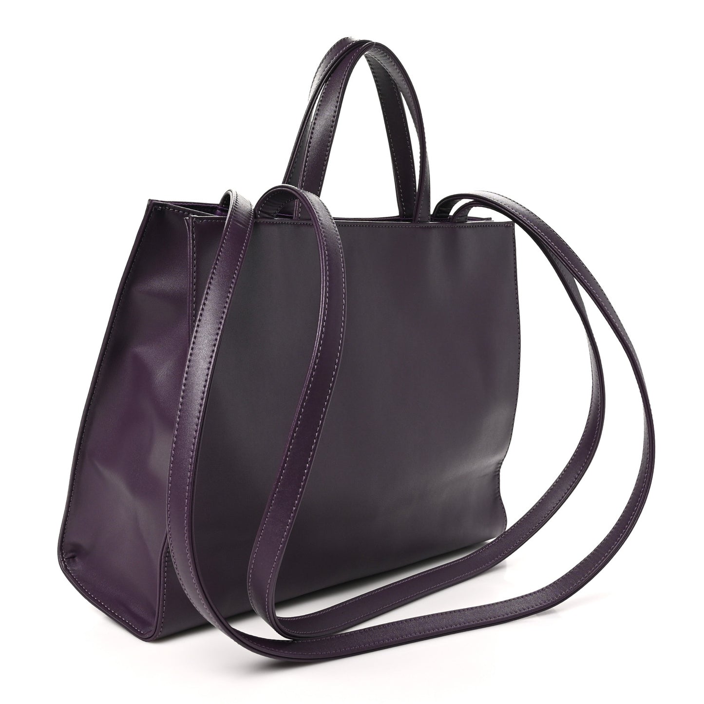 Vegan Leather Medium Shopping Bag Eggplant