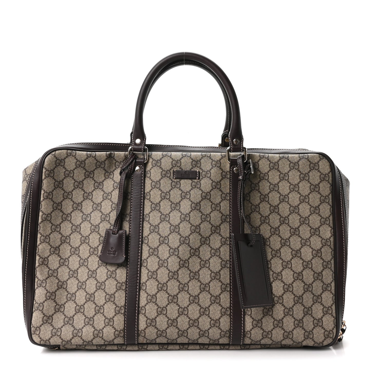 GG Supreme Monogram Medium Double Handle Briefcase Dark Brown