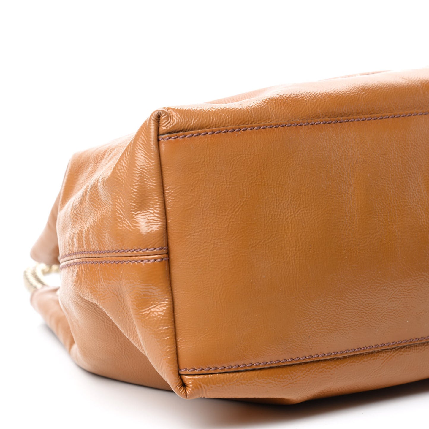 Patent Medium Soho Chain Shoulder Bag Nude