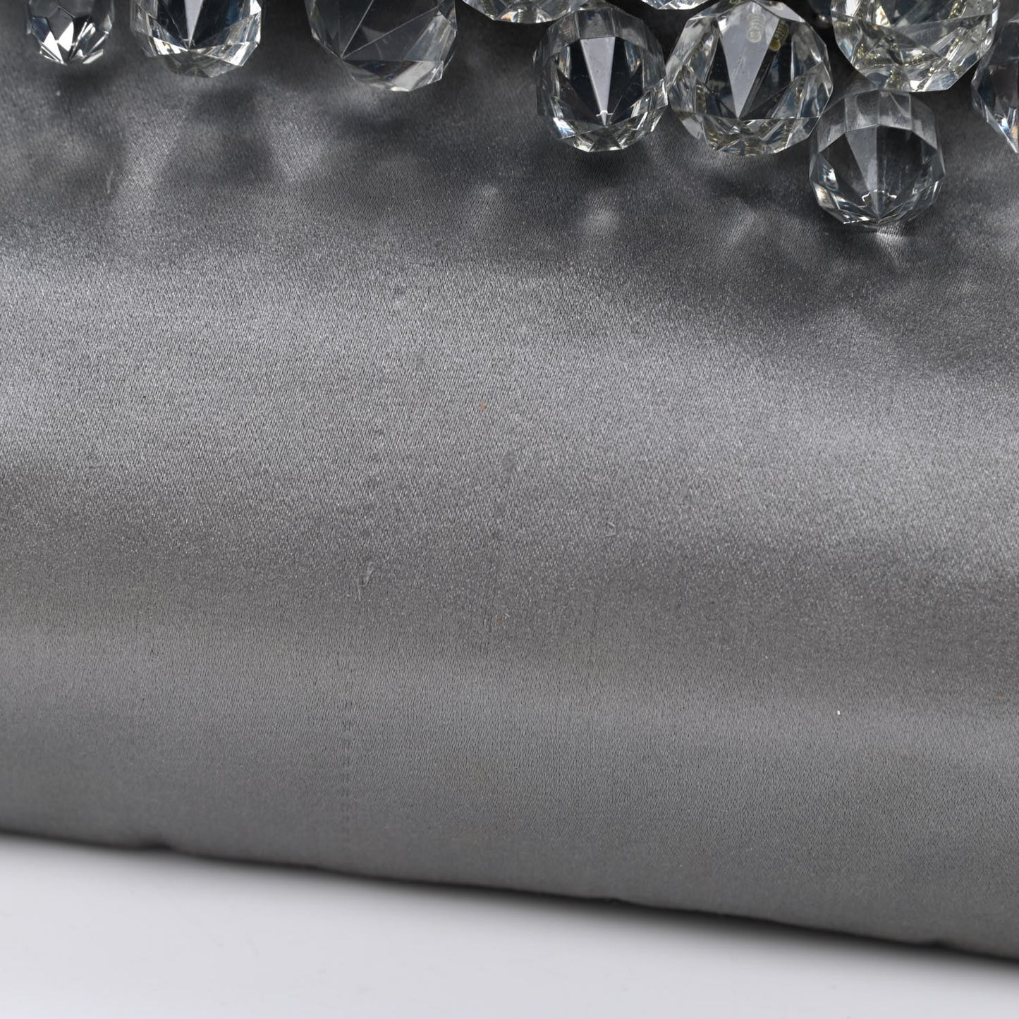 Satin Crystal Clutch Grafite