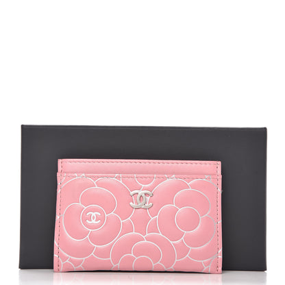 Chanel Lambskin Camellia Embossed Card Holder Pink 9 of 9