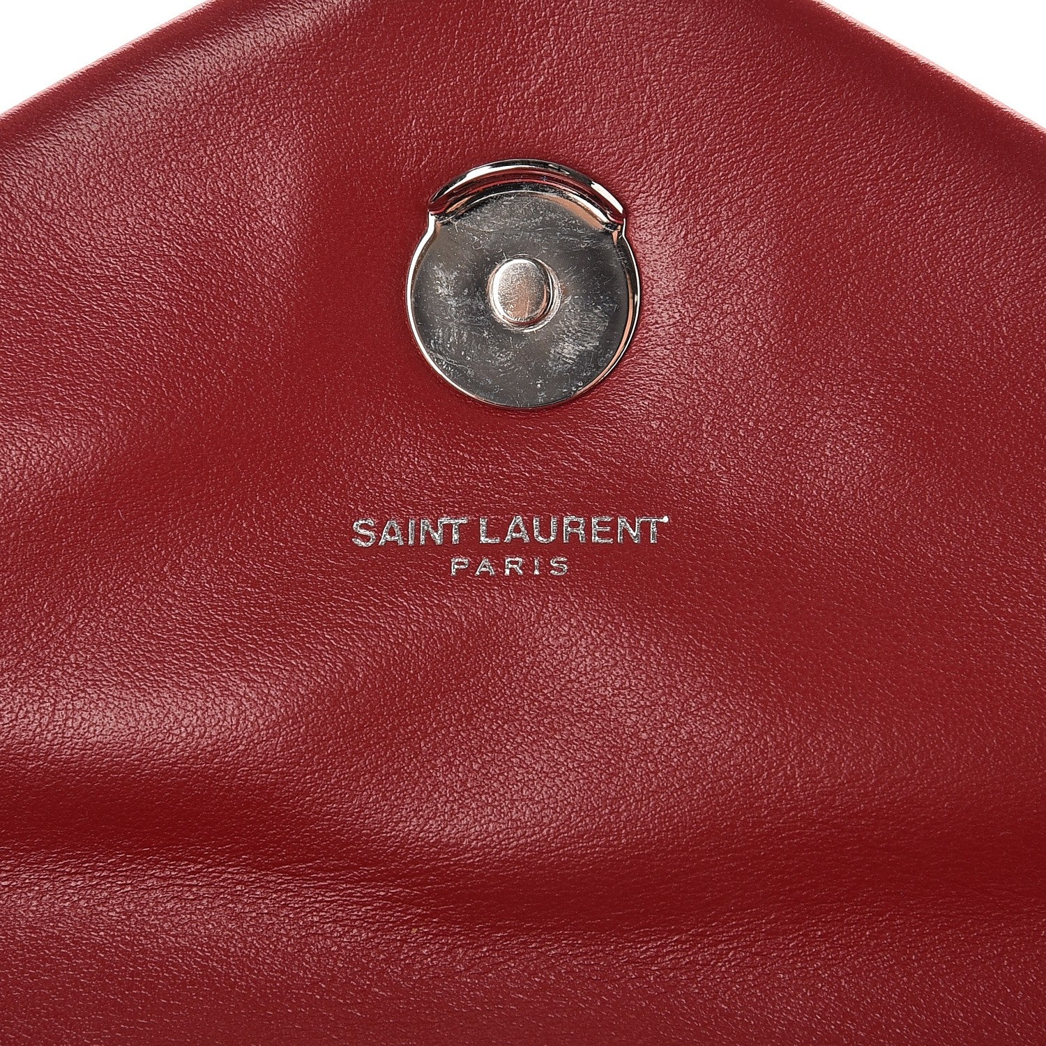 Saint Laurent Calfskin Y Quilted Monogram Medium Loulou Chain Satchel Lipstick Red 6 of 9
