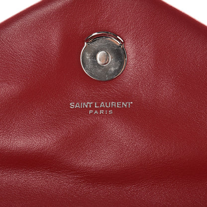 Saint Laurent Calfskin Y Quilted Monogram Medium Loulou Chain Satchel Lipstick Red 6 of 9