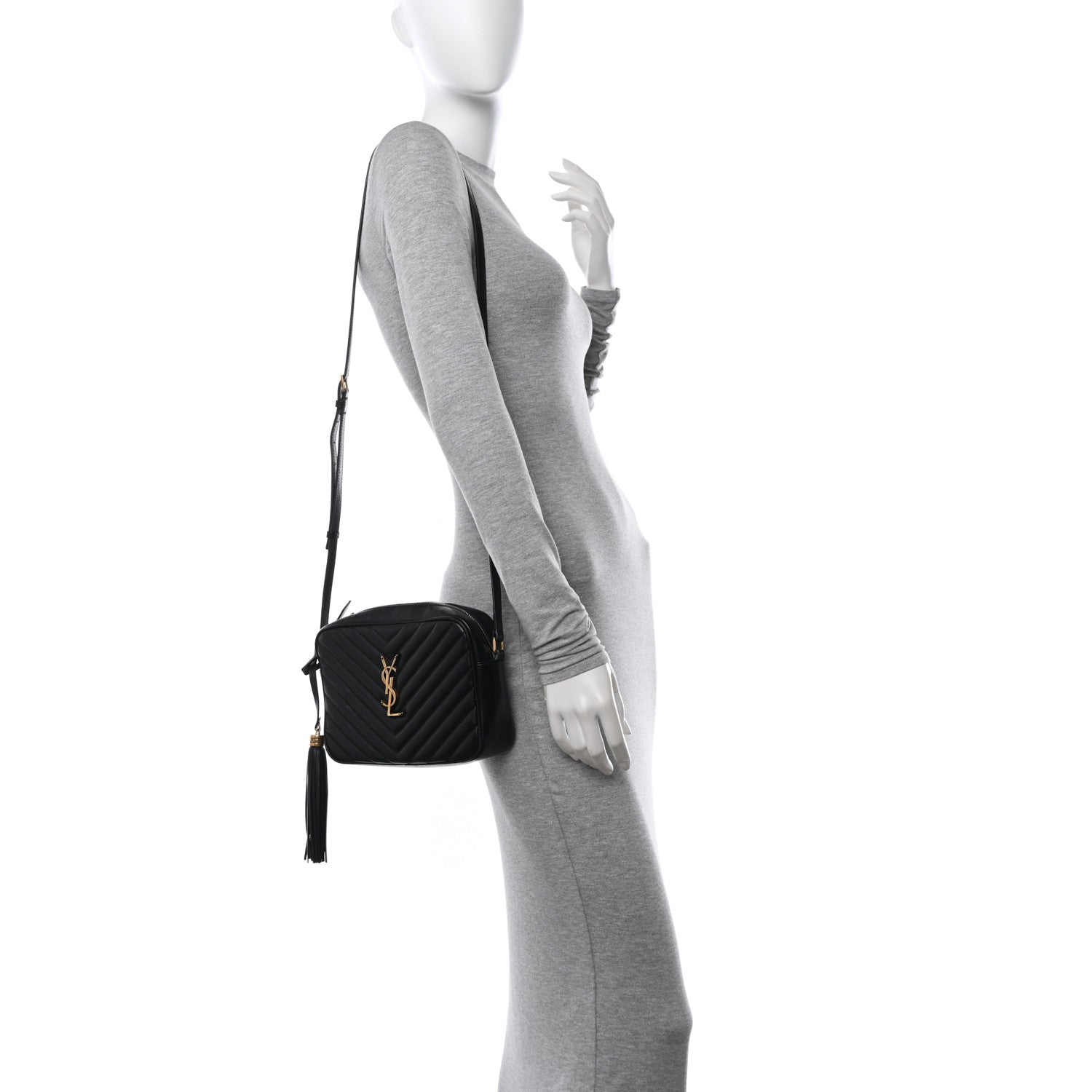 Saint Laurent Calfskin Matelasse Monogram Lou Camera Bag Black 2 of 14