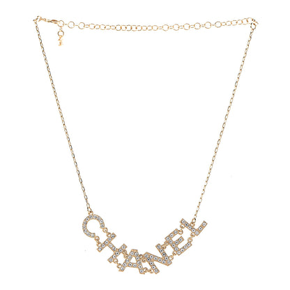Chanel Metal Crystal 90's Icon Logo Necklace Gold 3 of 5